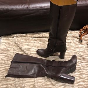 Beautiful Long Brown Leather Nine West Boots